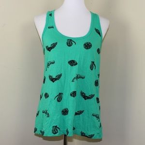 Nollie Green & Black Grenade Revolver Print Tank